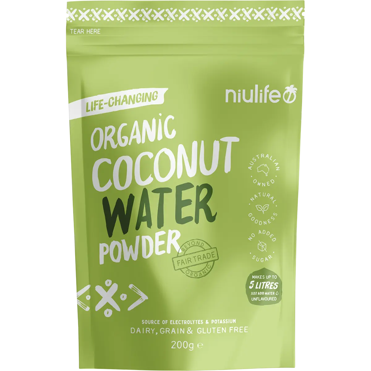Niulife Organic Coconut Water Powder 200g — front pack image (UHP)