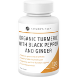 Nature's Help Organic Turmeric With Black Pepper & Ginger 120 Capsules — front pack image (UHP)