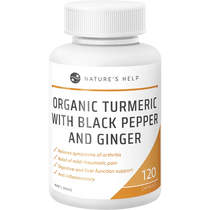 Nature's Help Organic Turmeric With Black Pepper & Ginger 120 Capsules — front pack image (UHP)