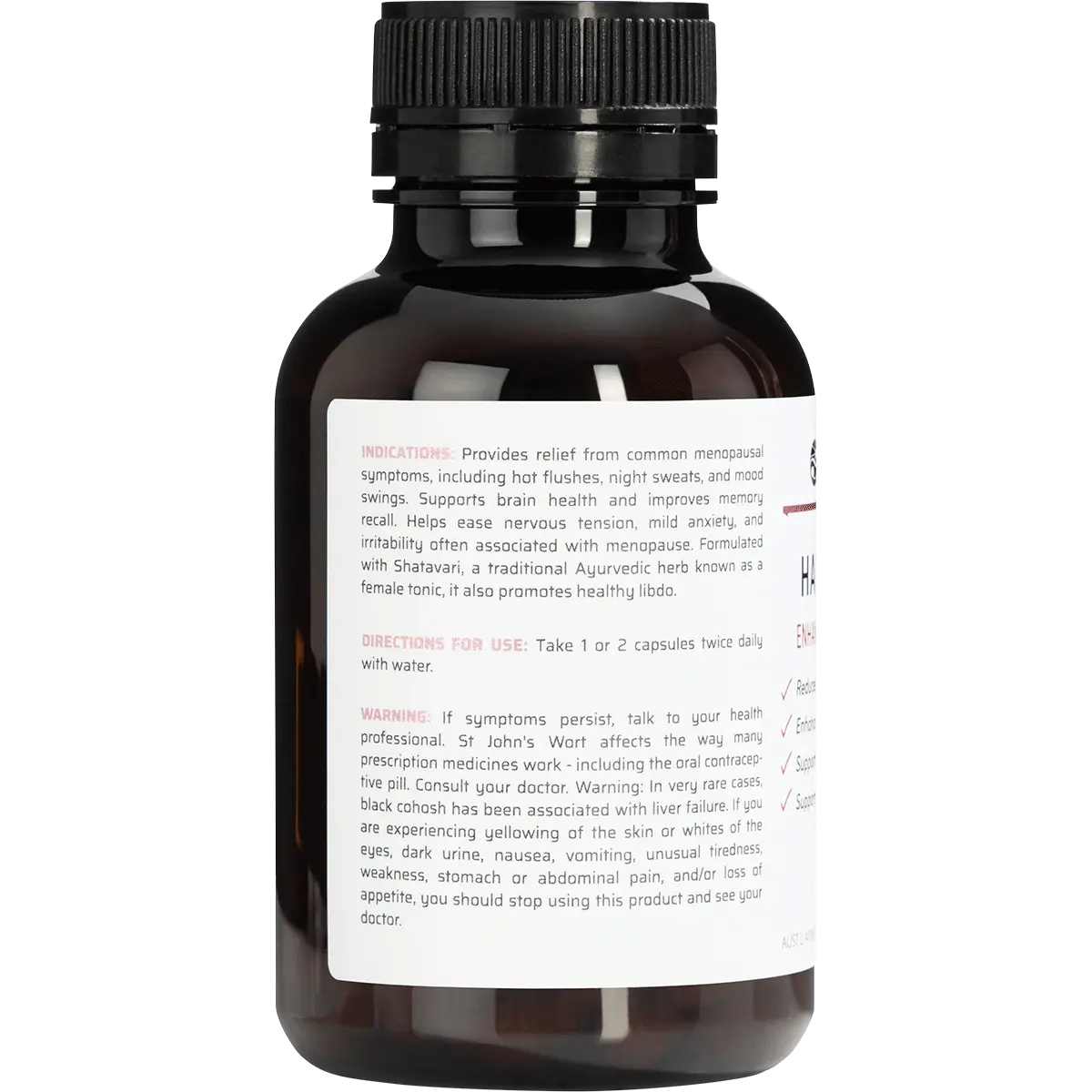 Nature's Help Harmony Plus Enhanced Menopause Relief 120 Caps — side pack image (UHP)