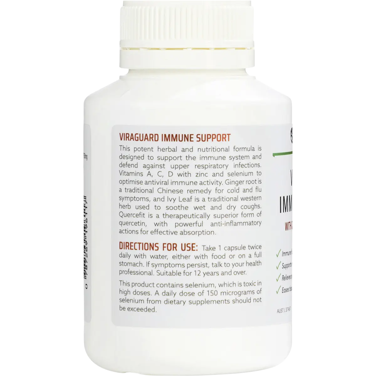 Nature's Help Viraguard Immune Support with Quercetin 60 Capsules — side pack image (UHP)