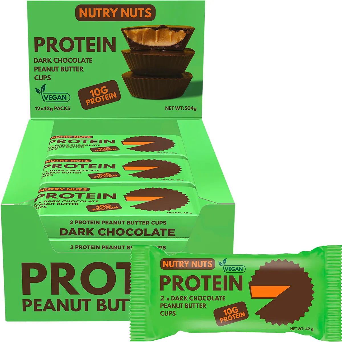 Nutry Nuts Protein Peanut Butter Cups Dark Chocolate 12x42g
