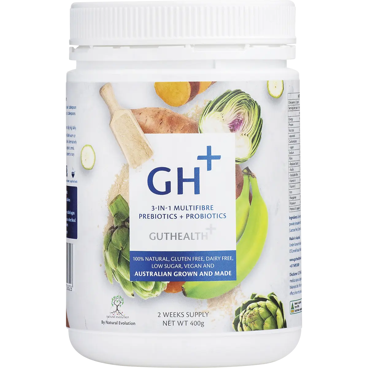 Natural Evolution GH+ Prebiotics + Probiotics 3-in-1 Multifibre — front pack image (UHP)