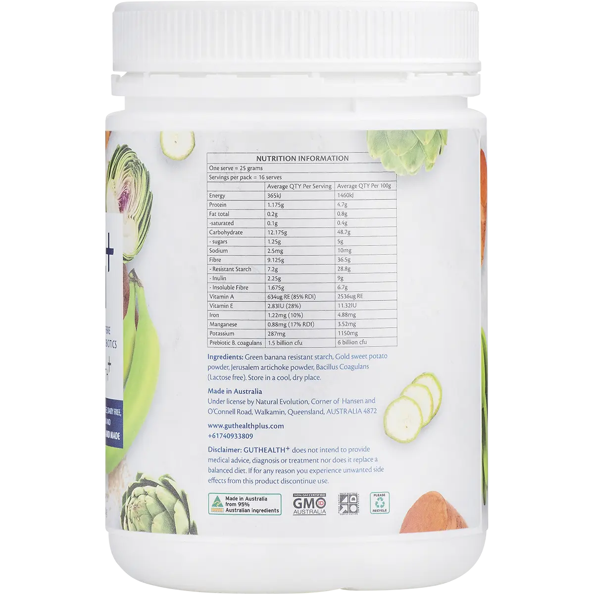 Natural Evolution GH+ Prebiotics + Probiotics 3-in-1 Multifibre — side pack image (UHP)
