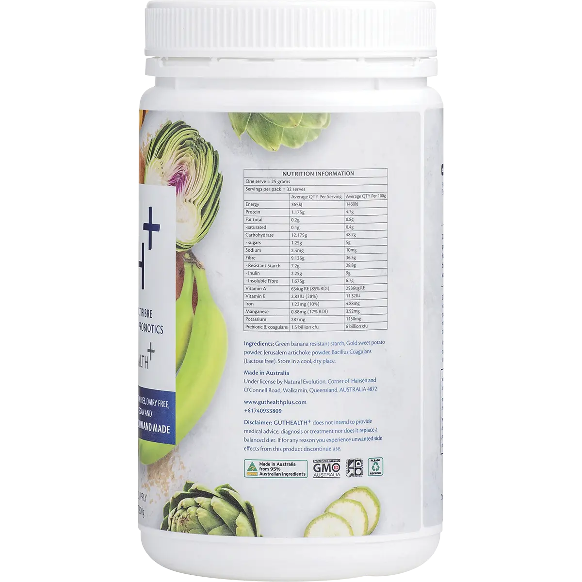 Natural Evolution GH+ Prebiotics + Probiotics 3-in-1 Multifibre — side pack image (UHP)