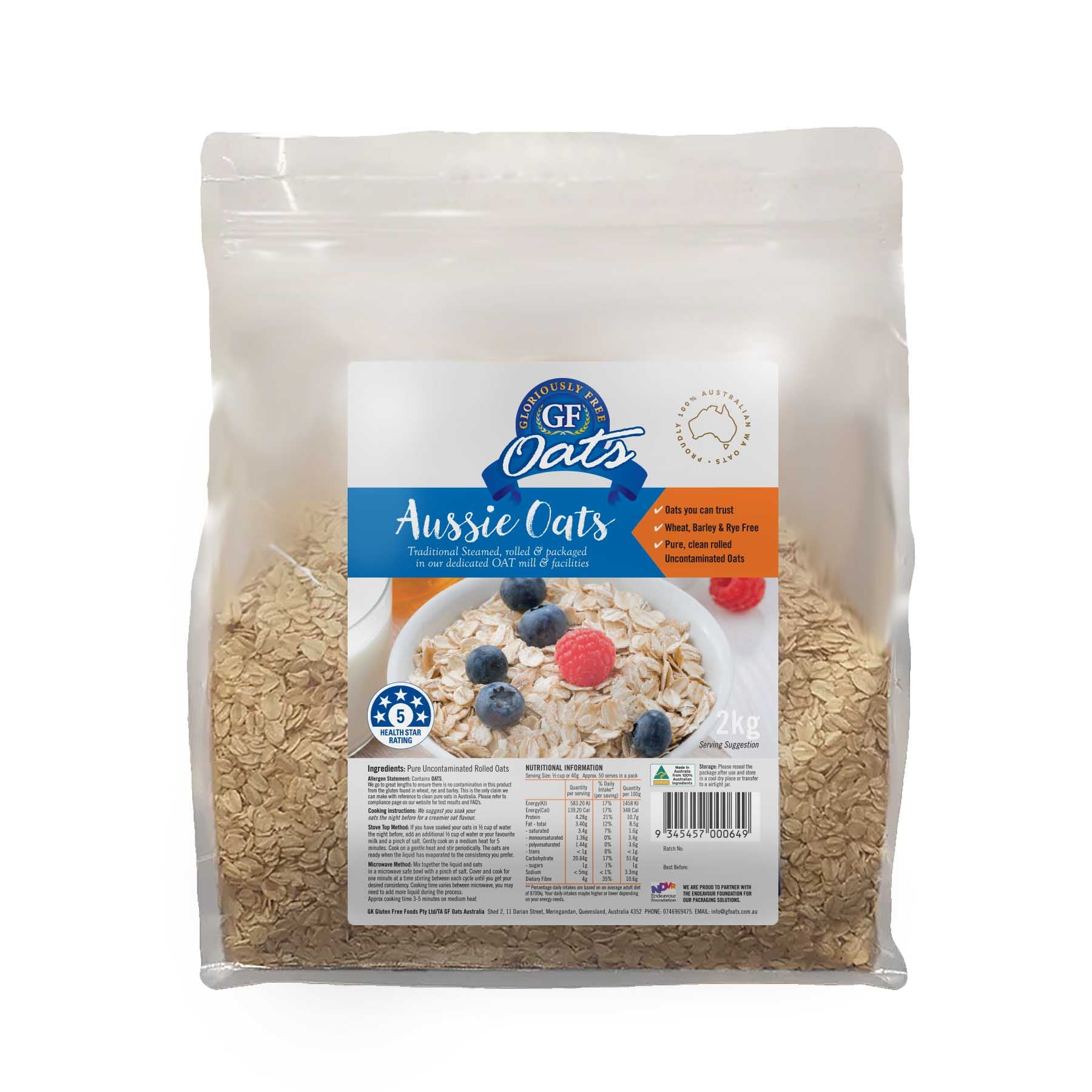 Gloriously Free Traditional Oats tested nil gluten contamination