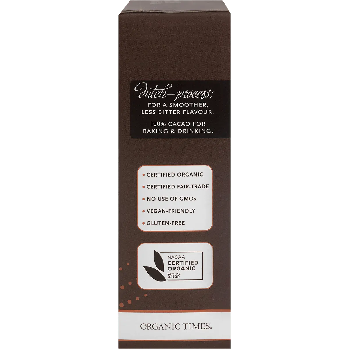 Organic Times Cocoa Powder — side pack image (UHP)