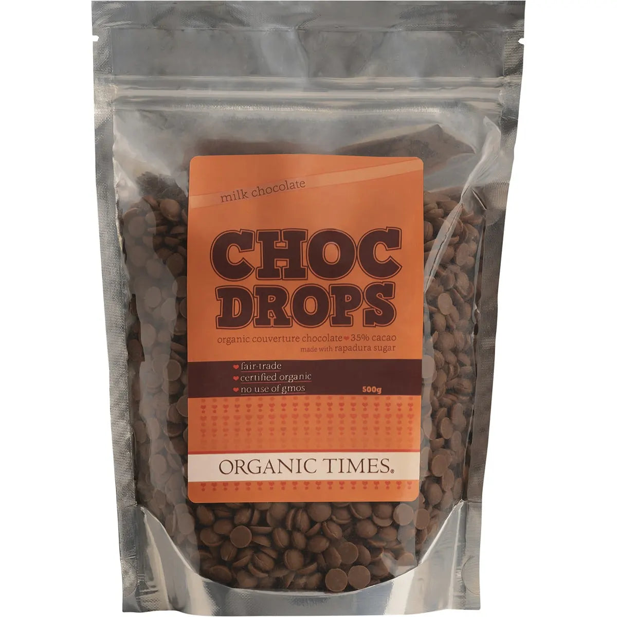 Organic Times Choc Drops Milk Couverture Drops