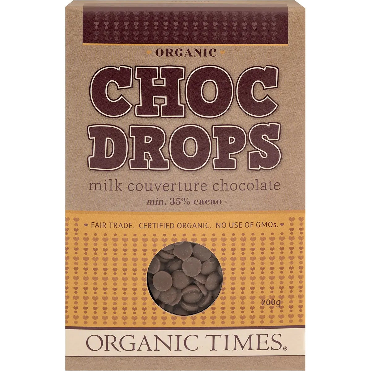 Organic Times Choc Drops Milk Couverture Drops