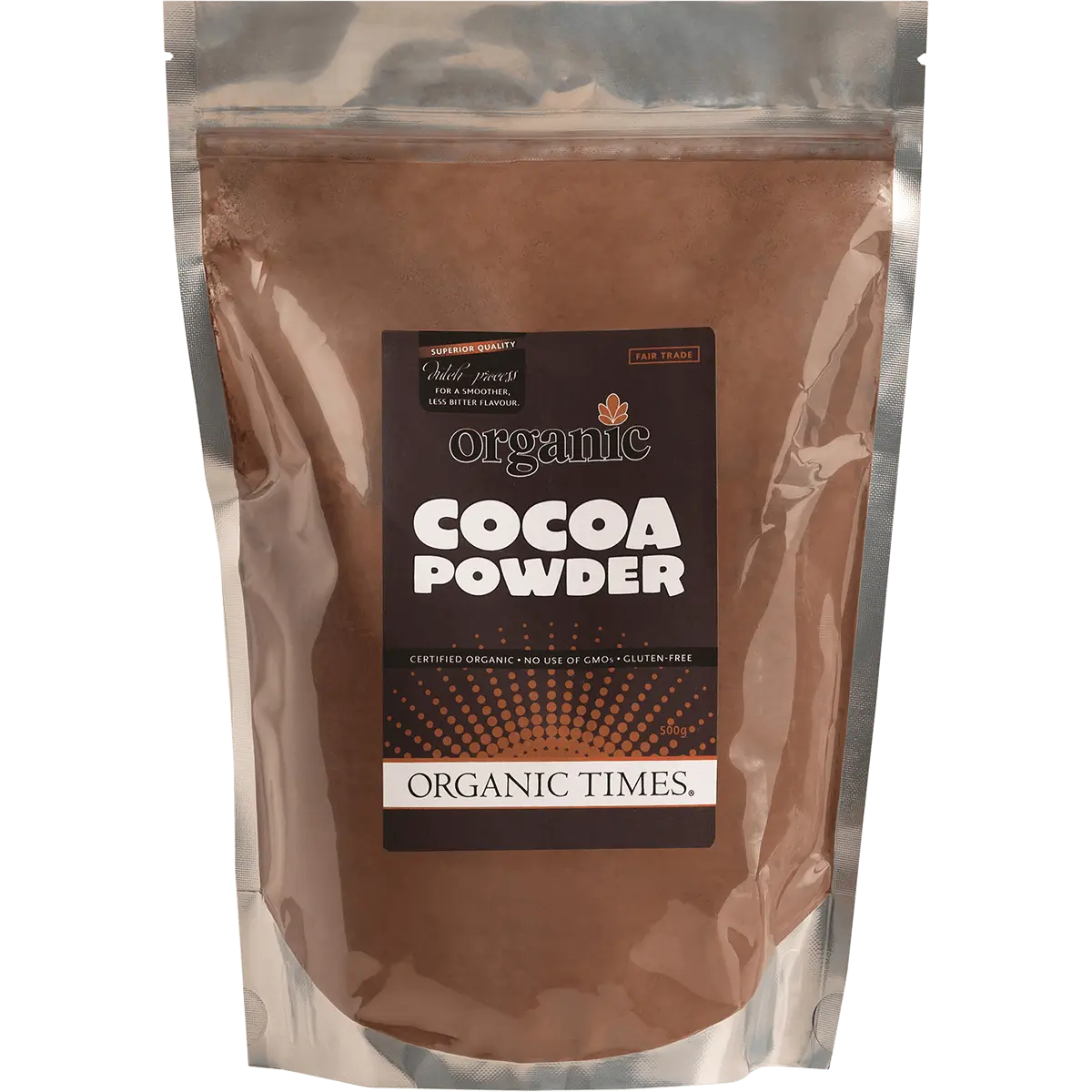 Organic Times Cocoa Powder — front pack image (UHP)