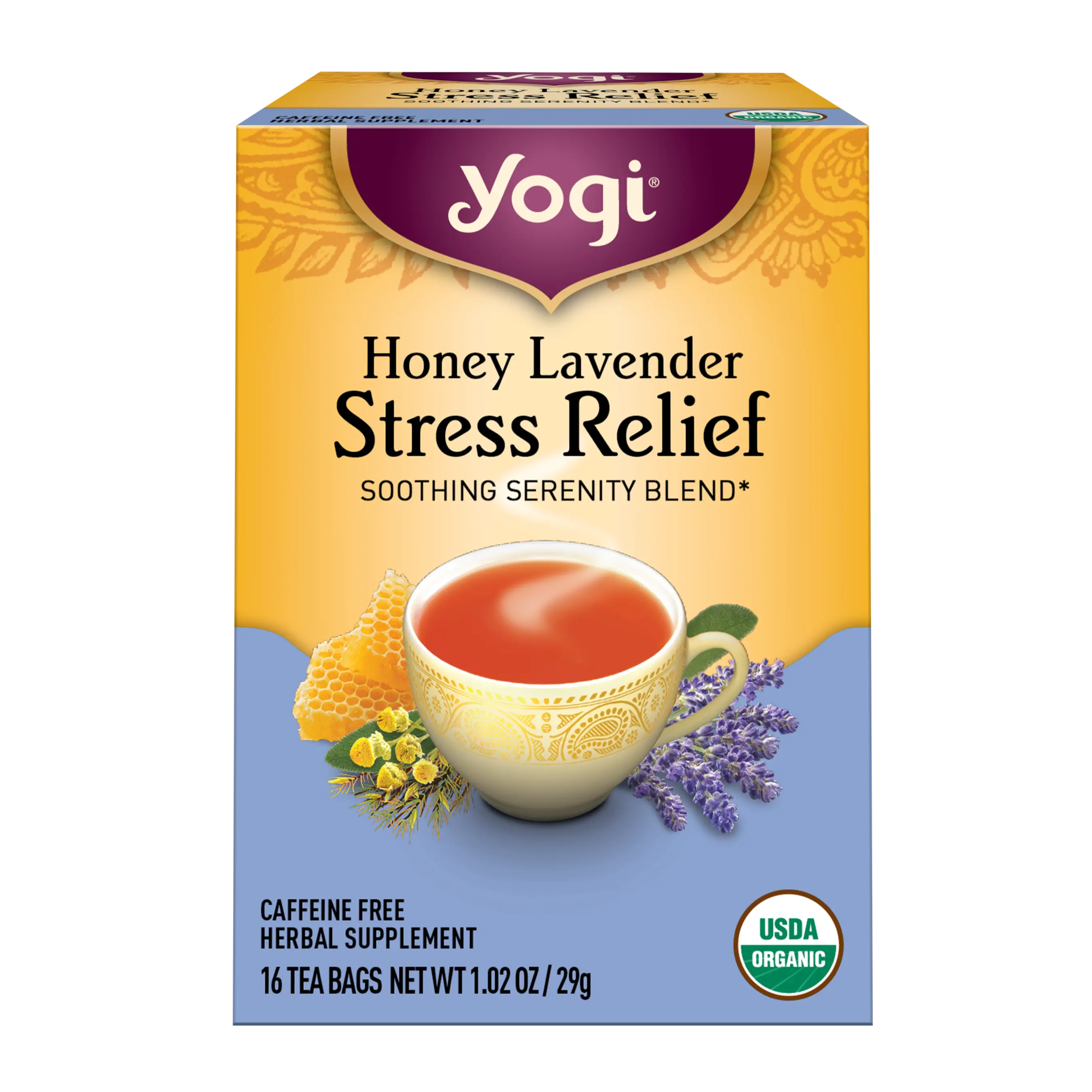 Yogi Herbal Tea Bags Honey Lavender Stress Relief 16pk