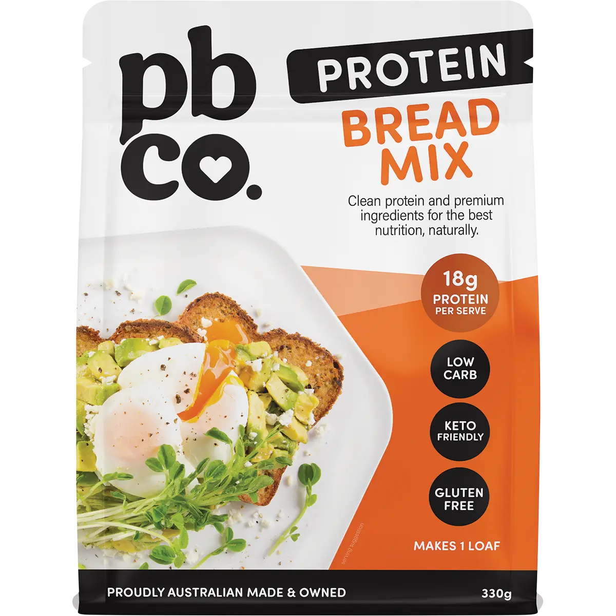 PBCO Protein Bread Mix 330g — front pack image (UHP)