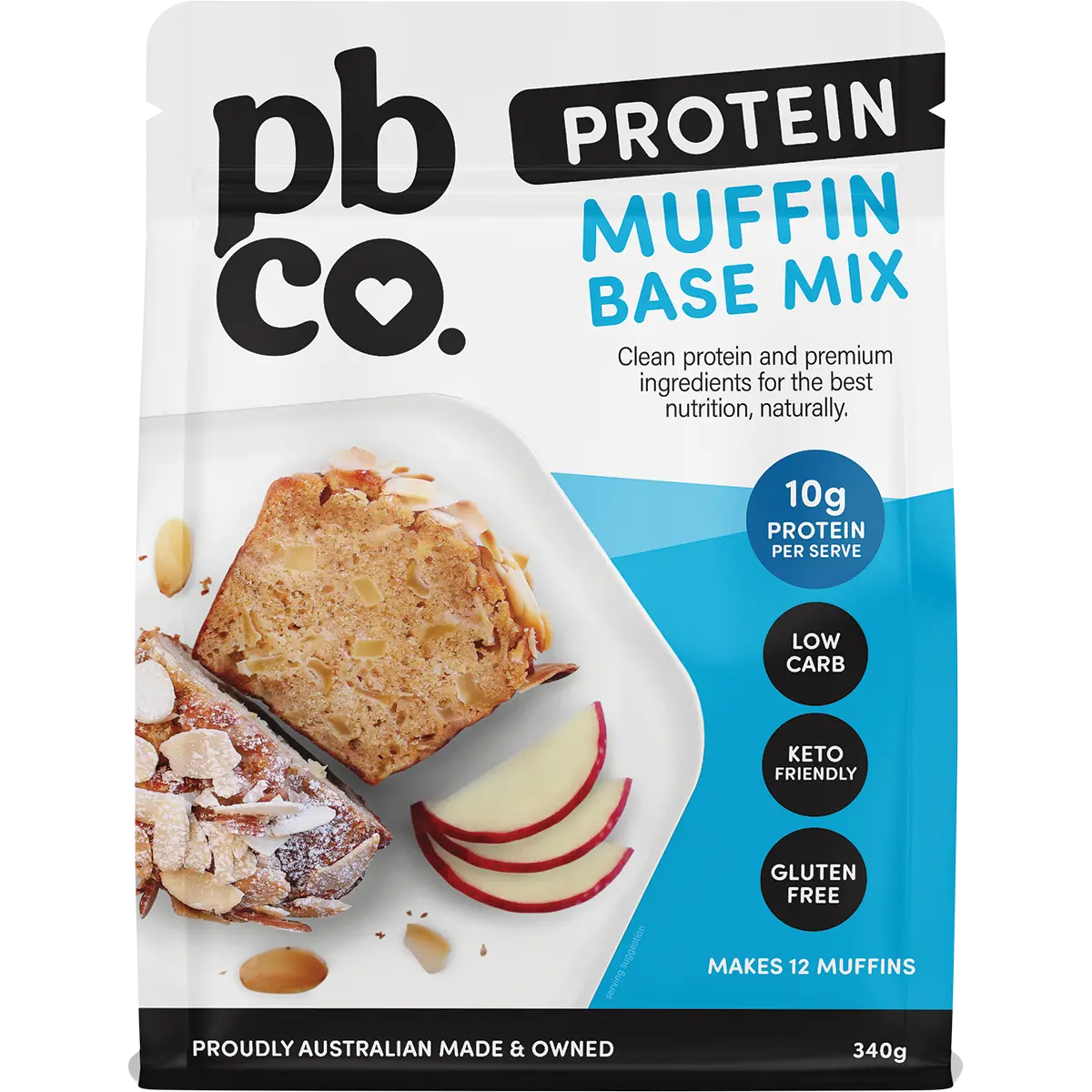 PBCO Protein Muffin Mix Plant Protein 340g — front pack image (UHP)