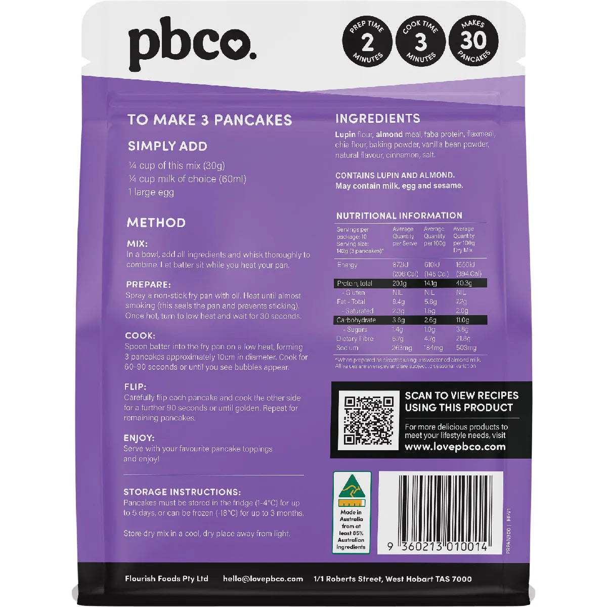 PBCO Plant Protein Pancakes Mix 300g