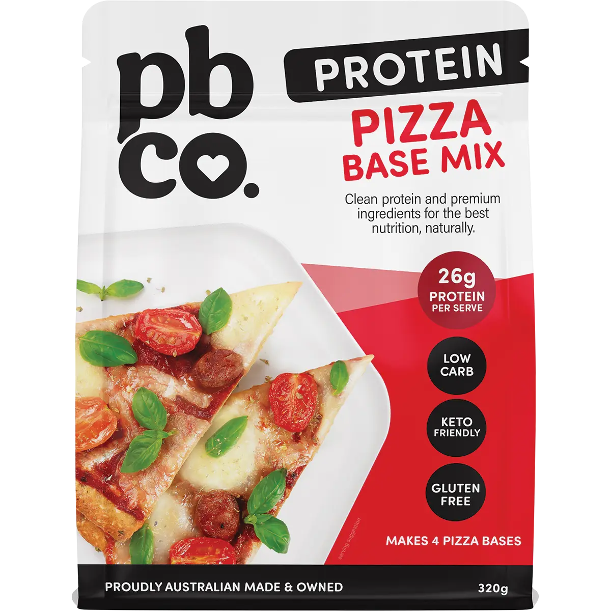 PBCO Protein Pizza Base 320g — front pack image (UHP)