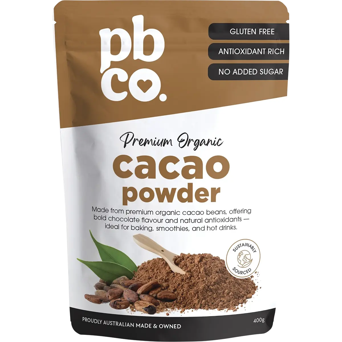 PBCo Organic Cacao Powder — front pack image (UHP)
