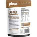 PBCo Organic Cacao Powder — back pack image (UHP)