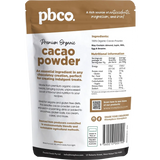 PBCo Organic Cacao Powder — back pack image (UHP)