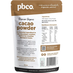 PBCo Organic Cacao Powder — back pack image (UHP)