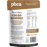 PBCo Organic Cacao Powder — back pack image (UHP)