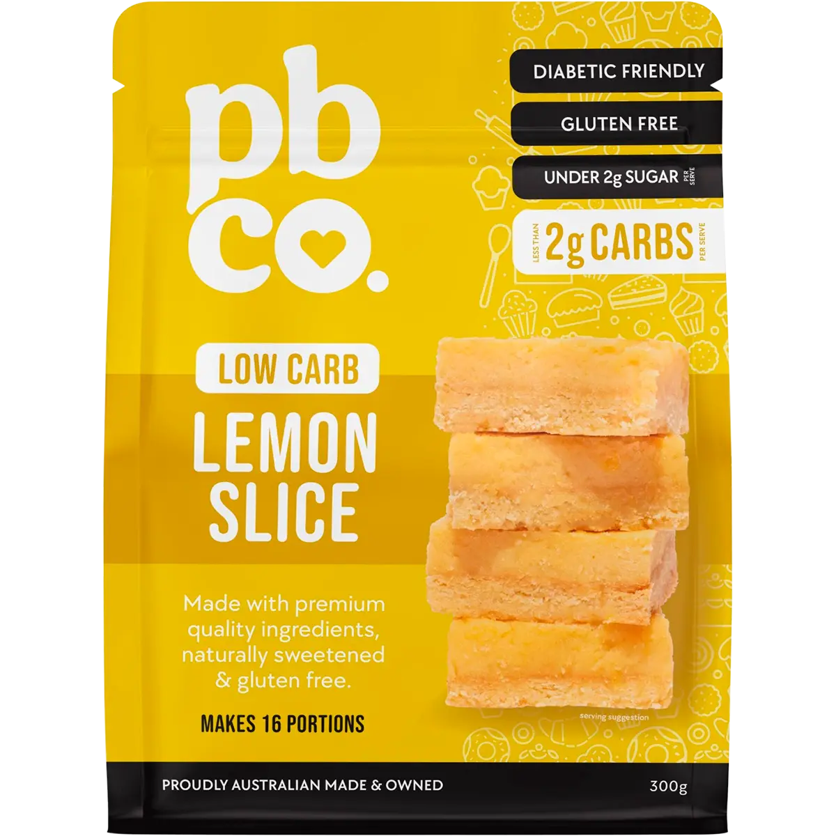 PBCO Lemon Slice Low Carb 300g — front pack image (UHP)