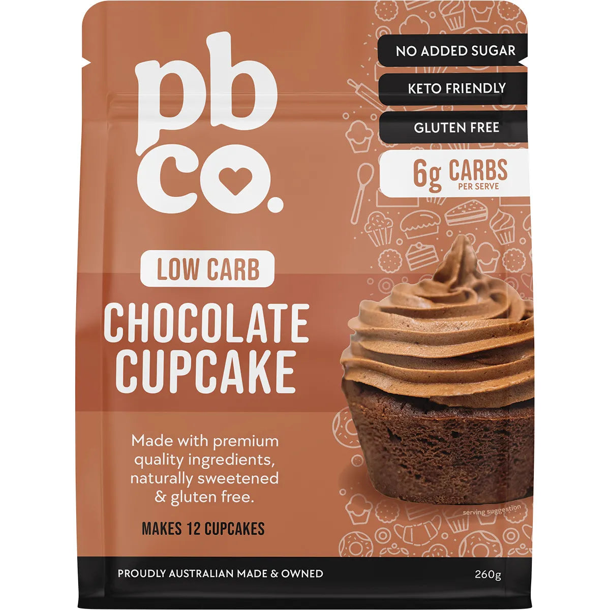PBCO Chocolate Cupcake Mix Low Carb 260g