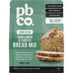 PBCO Low Carb Sunflower & Linseed Bread Mix 340g — front pack image (UHP)