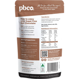 PBCO Hot Chocolate 98% Sugar Free 200g — back pack image (UHP)