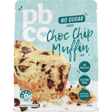 PBCO Choc Chip Muffin Mix No Sugar Added 340g — front pack image (UHP)