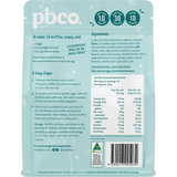 PBCO Choc Chip Muffin Mix No Sugar Added 340g — back pack image (UHP)