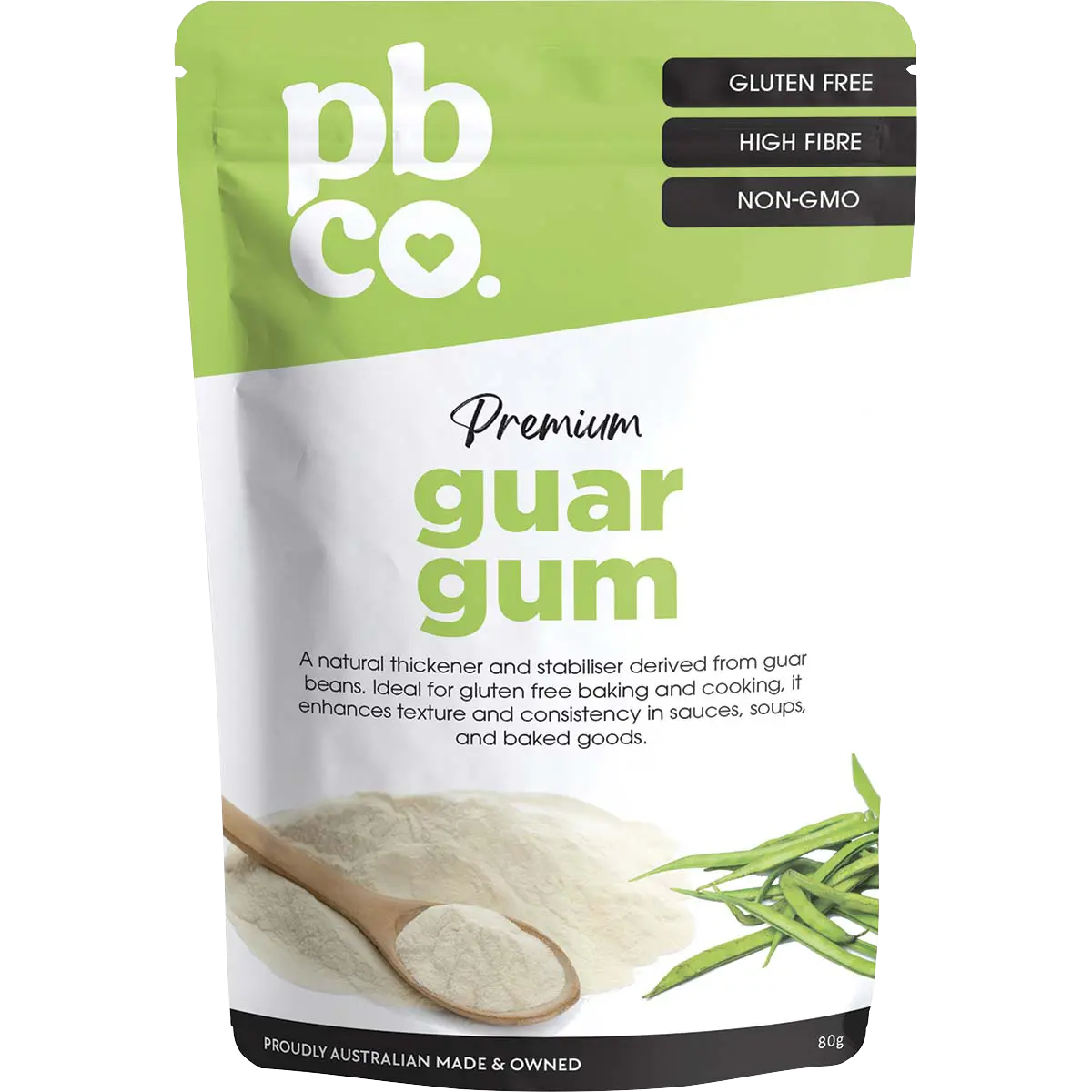 PBCO Guar Gum Premium 80g — front pack image (UHP)