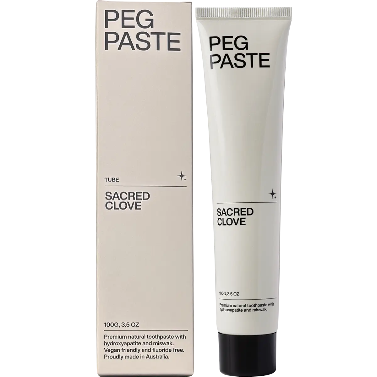 Peg Paste Natural Toothpaste with Hydroxyapatite Sacred Clove — front pack image (UHP)
