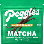 Peggies Matcha Vanilla 50g — front pack image (UHP)