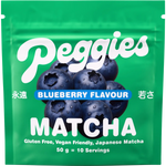 Peggies Matcha Blueberry 50g — front pack image (UHP)