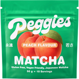 Peggies Matcha Peach 50g — front pack image (UHP)