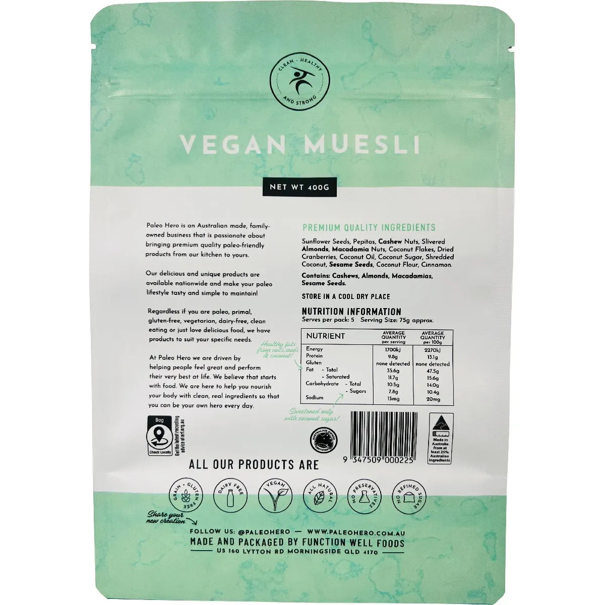 Paleo Hero Vegan Muesli 400g