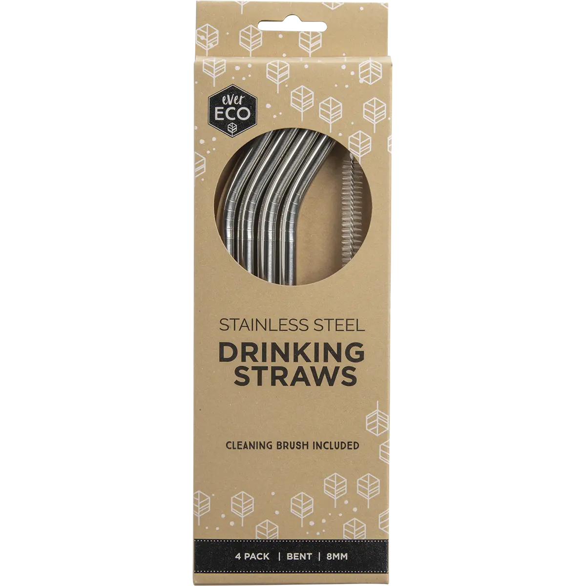 Ever Eco Stainless Steel Straws Bent 4pk