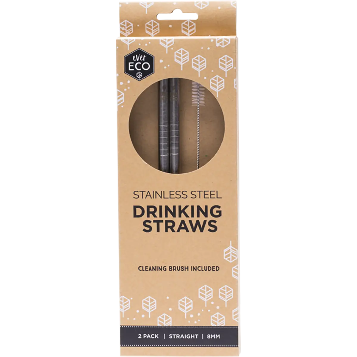 Ever Eco Stainless Steel Straws Straight 2pk