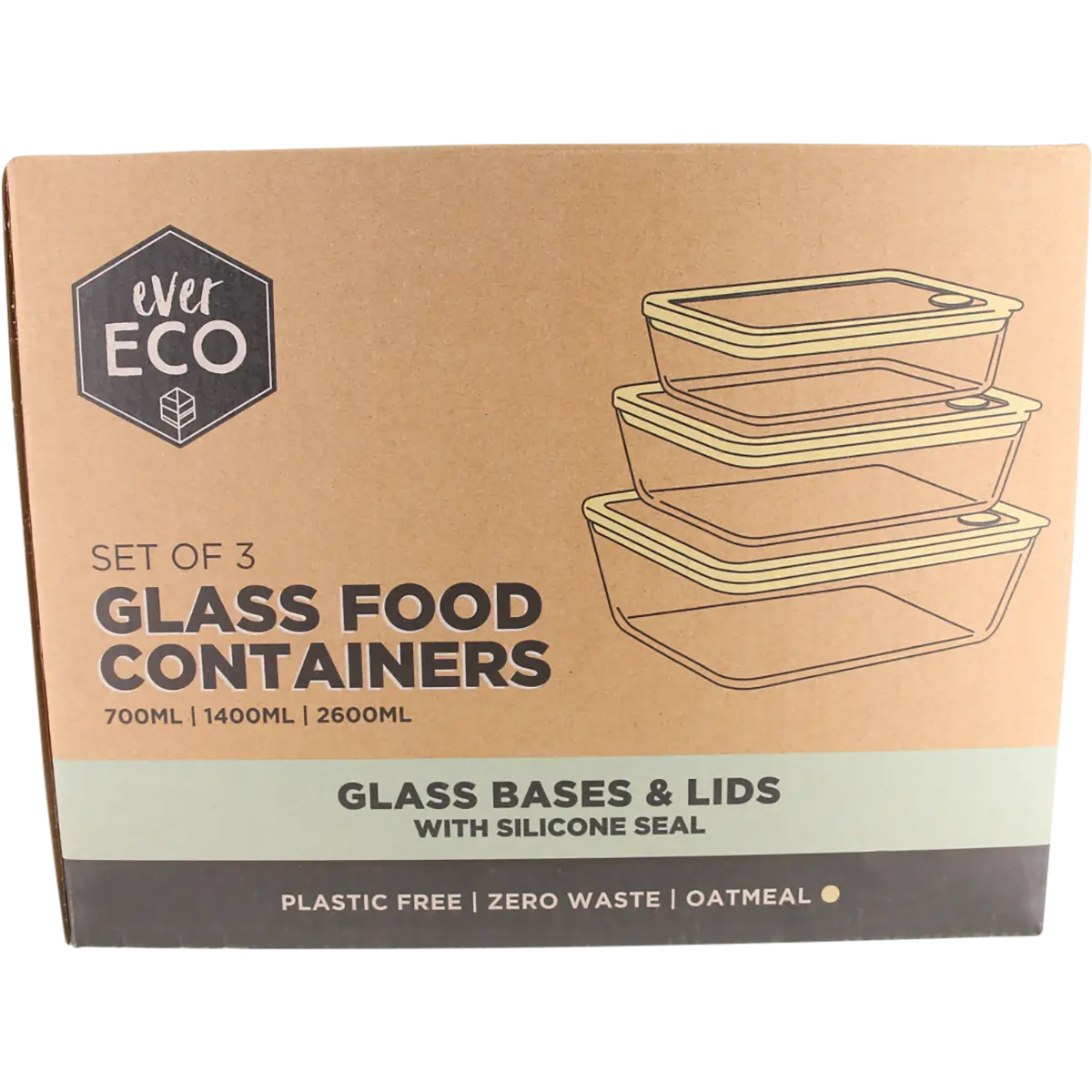 Ever Eco Glass Food Containers Oatmeal 3pk — official UHP product image 3