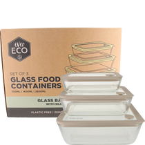 Ever Eco Glass Food Containers Oatmeal 3pk — front pack image (UHP)