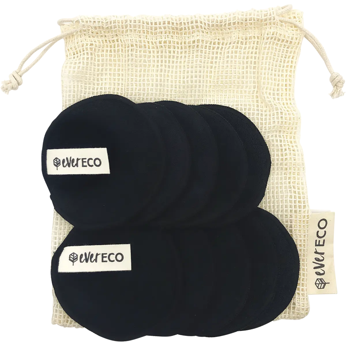 Ever Eco Reusable Bamboo Makeup Removal Pads Black with Wash Bag 10pk