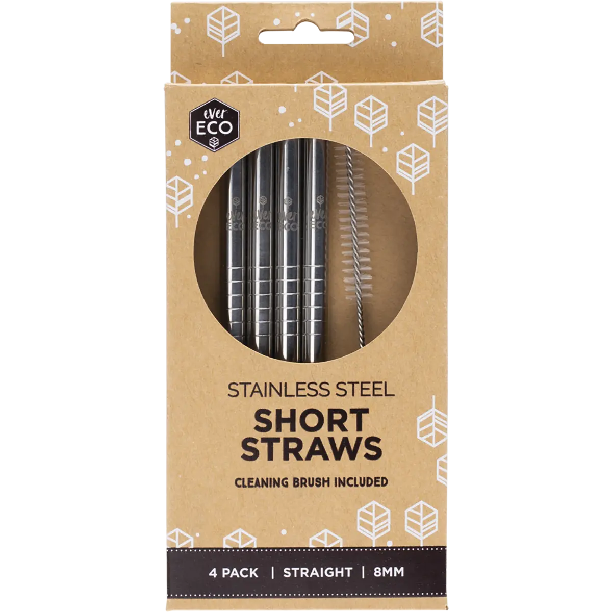 Ever Eco Stainless Steel Short Straws 4pk