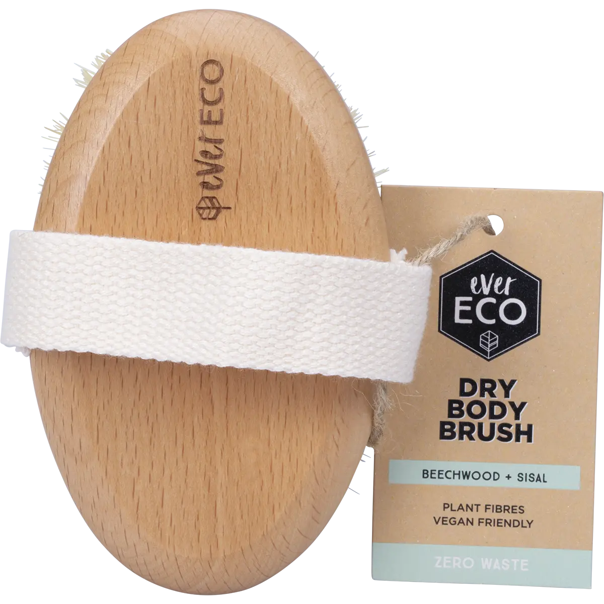 Ever Eco Dry Body Brush Beech Wood Handle, Sisal Bristles — front pack image (UHP)