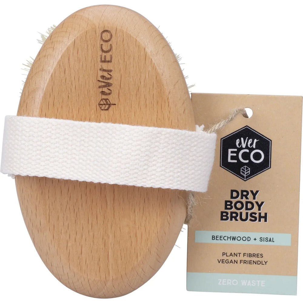 Ever Eco Dry Body Brush Beech Wood Handle, Sisal Bristles