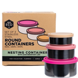 Ever Eco Stainless Steel Round Nesting Containers Leak Resistant 3pk — front pack image (UHP)