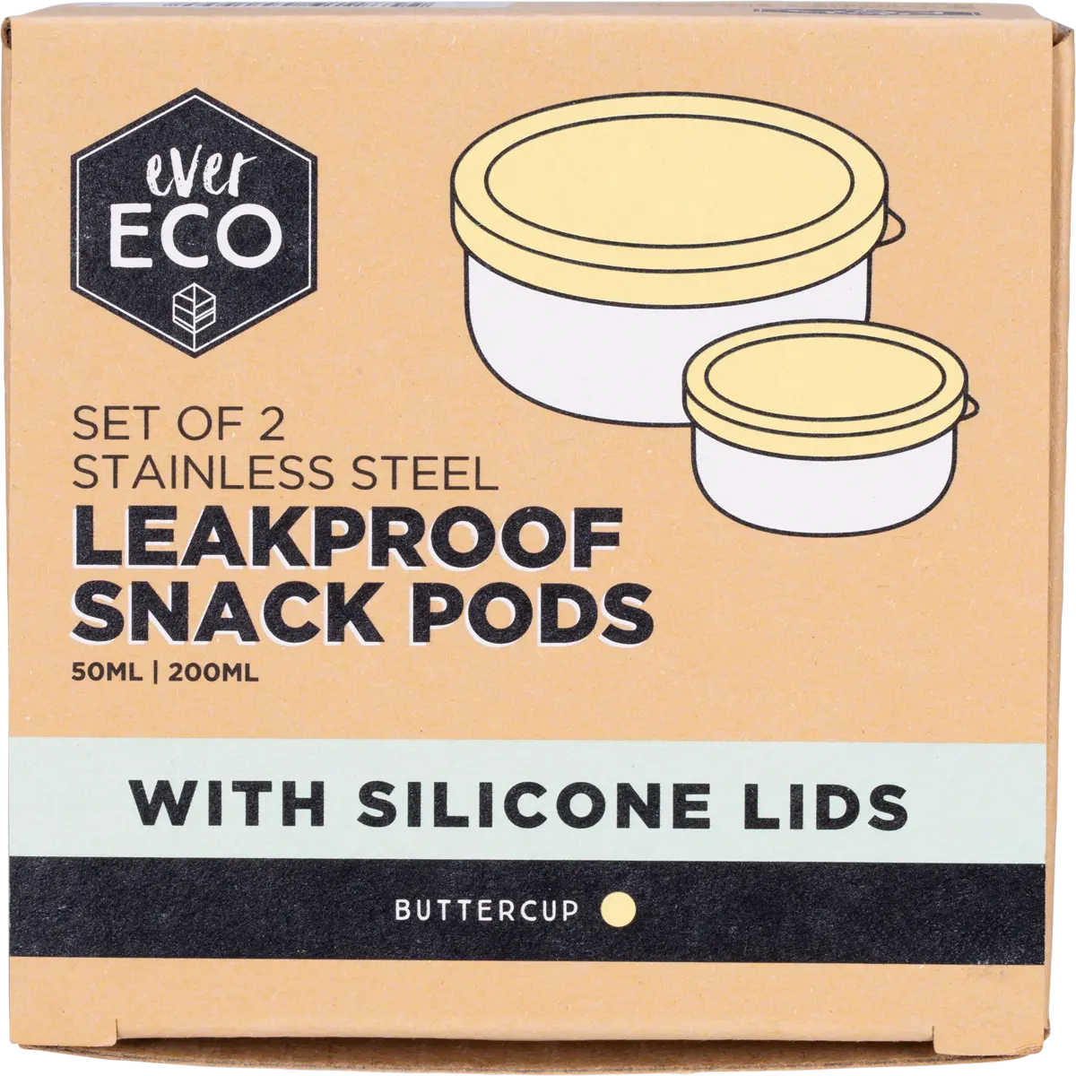Ever Eco Ever Eco Stainless Steel Leakproof Snack Pods Buttercup 2pk supplier product photograph 3