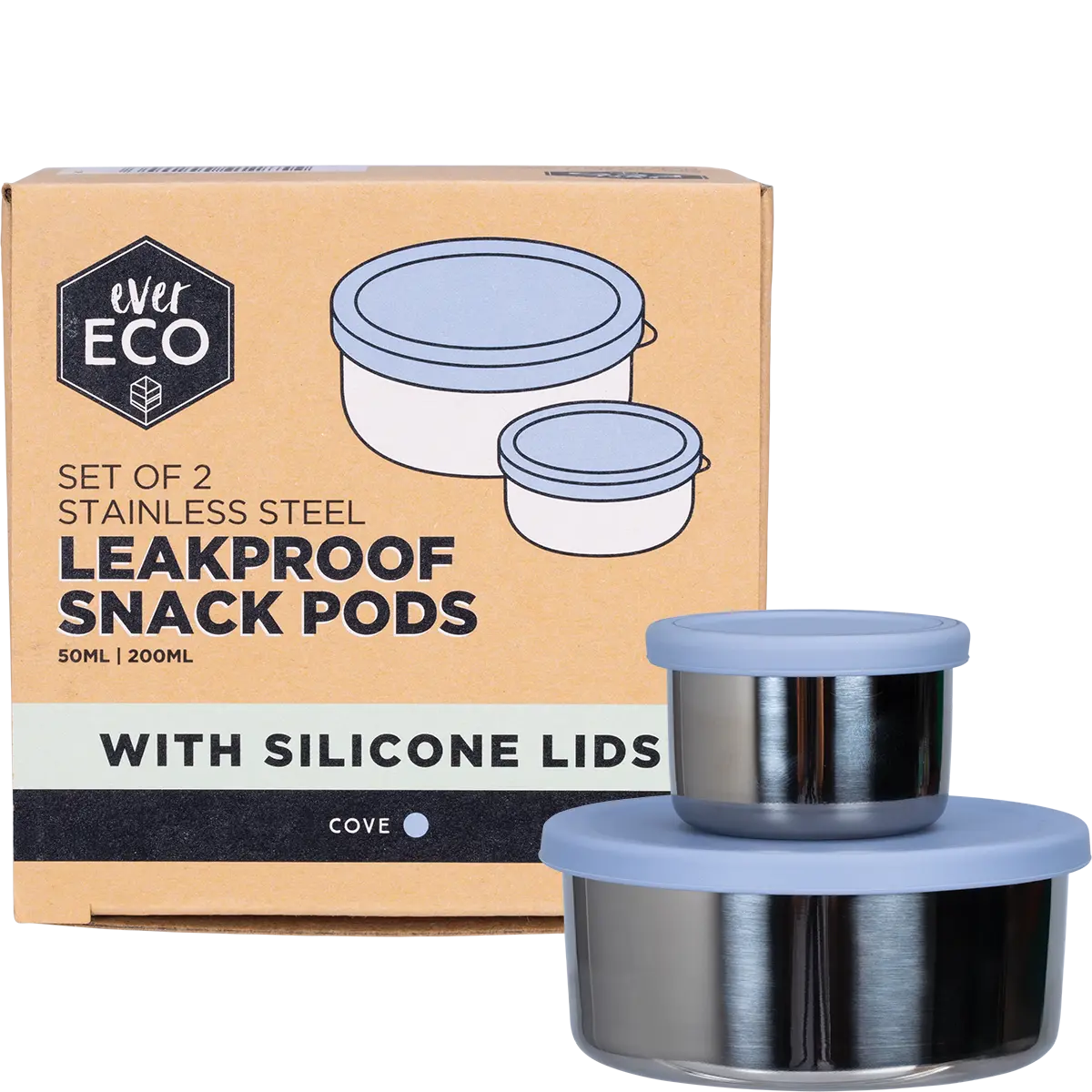 Ever Eco Stainless Steel Leakproof Snack Pods Cove 2pk