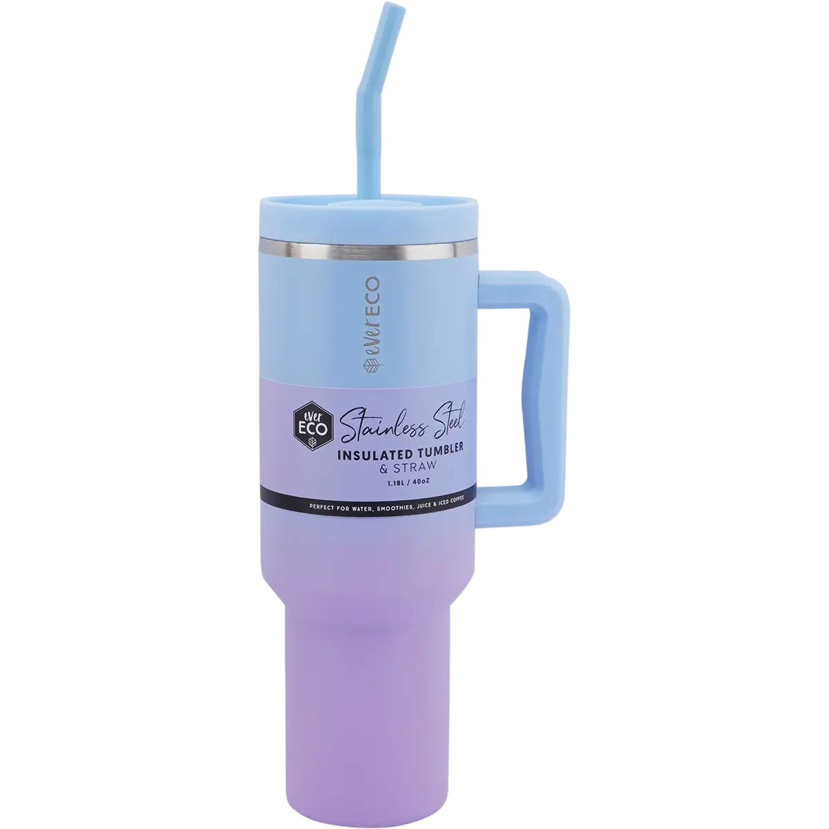 Ever Eco Insulated Tumbler w/ Handle & Straw 1.18L — front pack image (UHP)