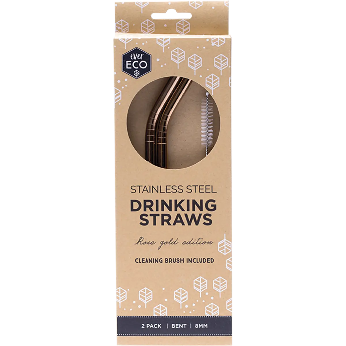 Ever Eco Stainless Steel Straws Bent Rose Gold 2pk