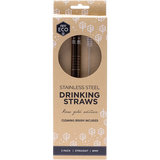 Ever Eco Stainless Steel Straws Straight Rose Gold 2pk